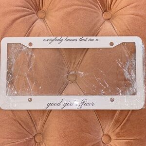 Light pink  License Plate Frame with Black Text